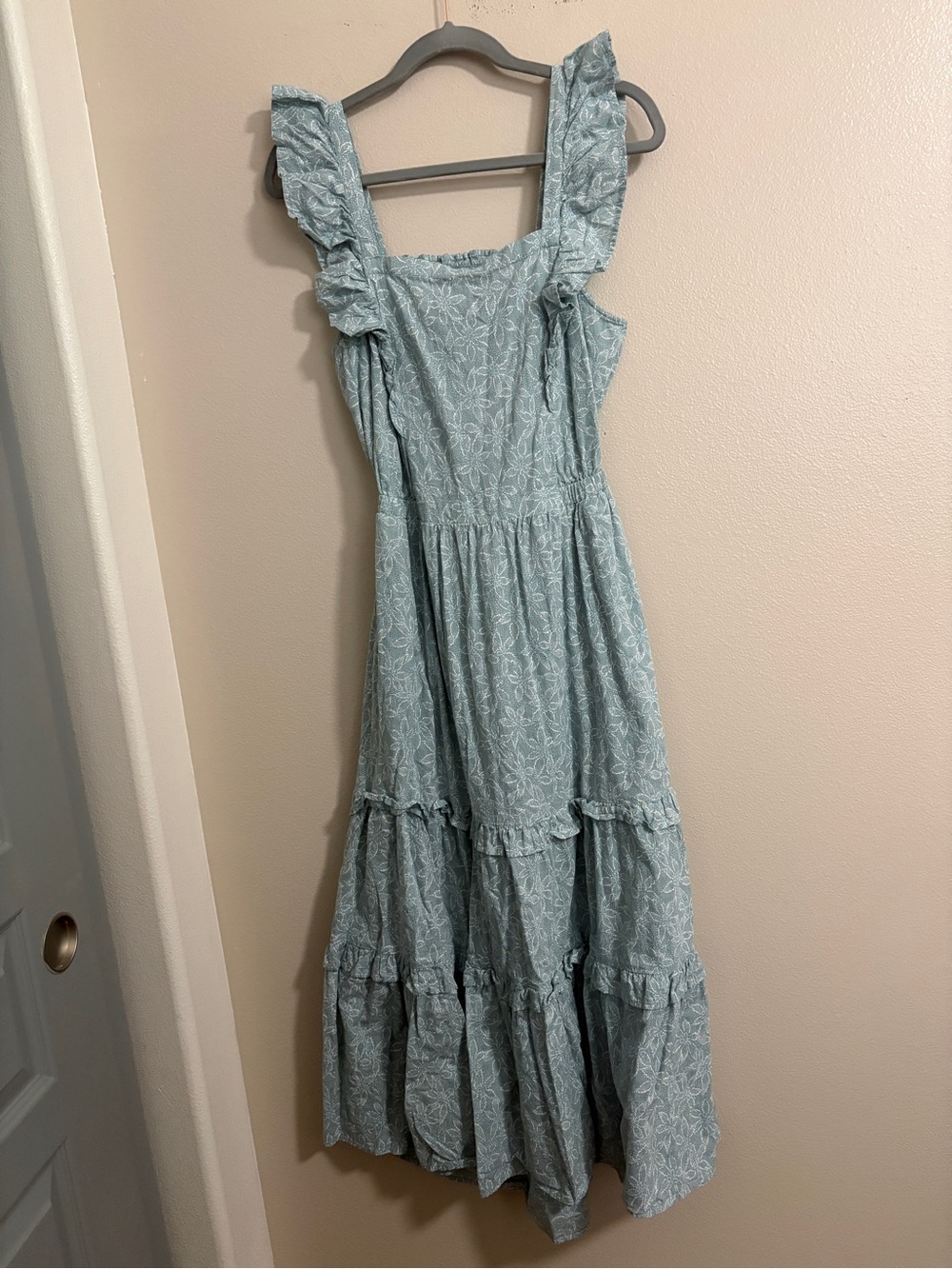 Women's Universal Thread 100% Cotton Light Blue Ruffle Tiered Sundress Large - Picture 3 of 7